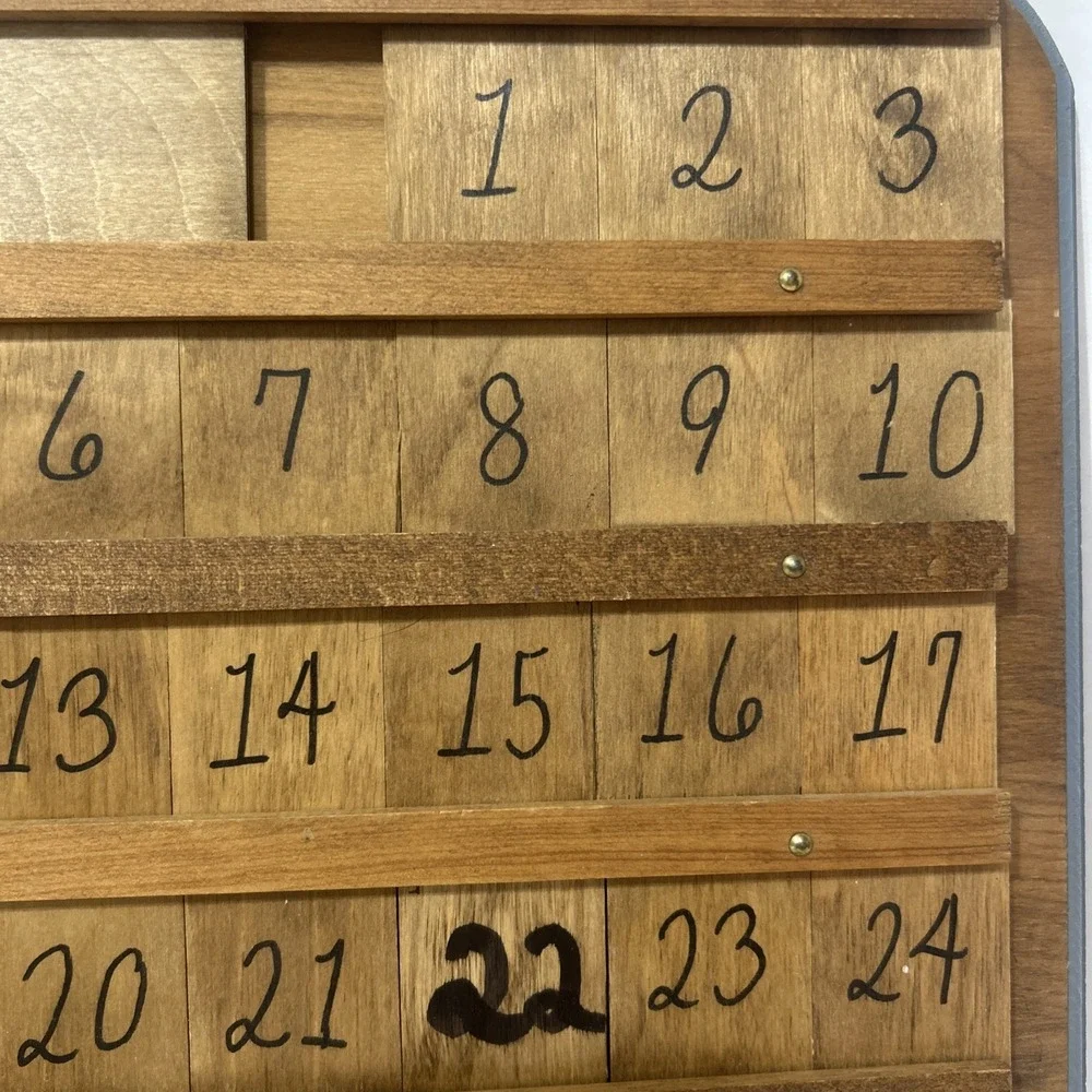 Vintage homemade wooden calendar interchangeable entres for each month Hearts